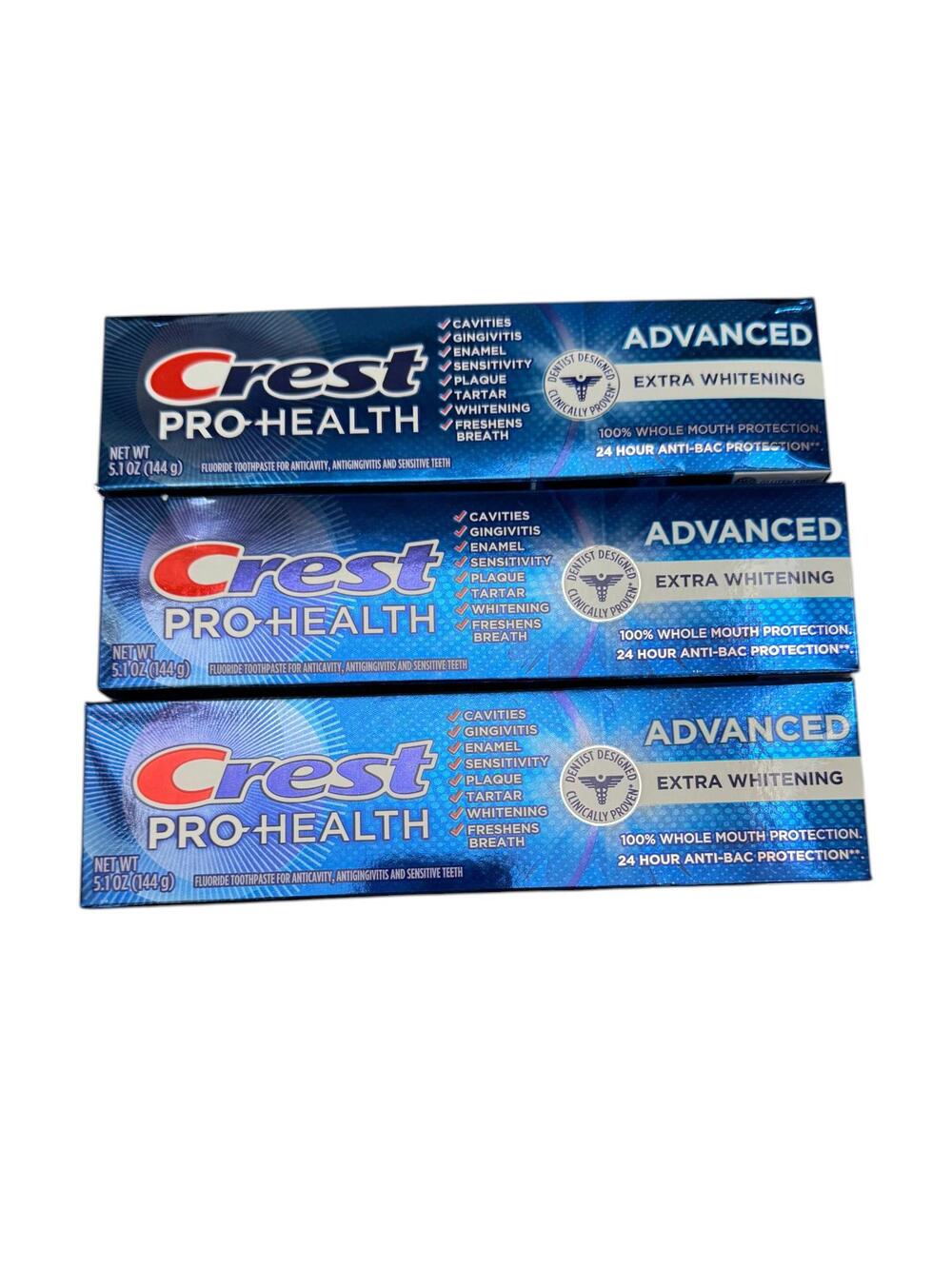 Lot of 3 Crest Pro-Health Advanced Extra Whitening Toothpaste 5.1oz Fluoride